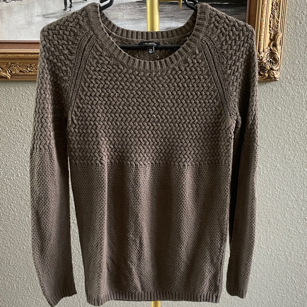 Talbots Chocolate Brown Textured Knit Crewneck Sweater XS
